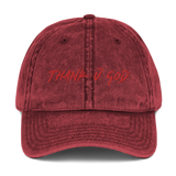 Red Thank Ü God Script Vintage Cap